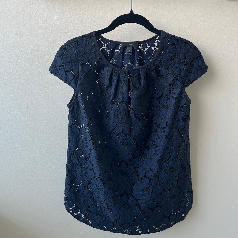 J. Crew Navy Lace Women's Blouse- Size 0P